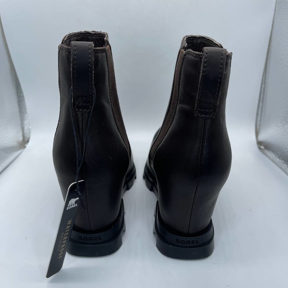 Sorel Joan of Arctic Wedge III Chelsea Womens Size 8.5 Brown Leather Boots New - Picture 7 of 13